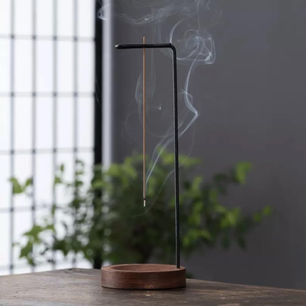 Incense Burner Zen Indoor Home Decoration Upside Down Incense Burner Creative Thread Incense Burner Incense Burner,Rosewood Incense Stick Holder,Hang Incense Upside Down(Brown&Black)