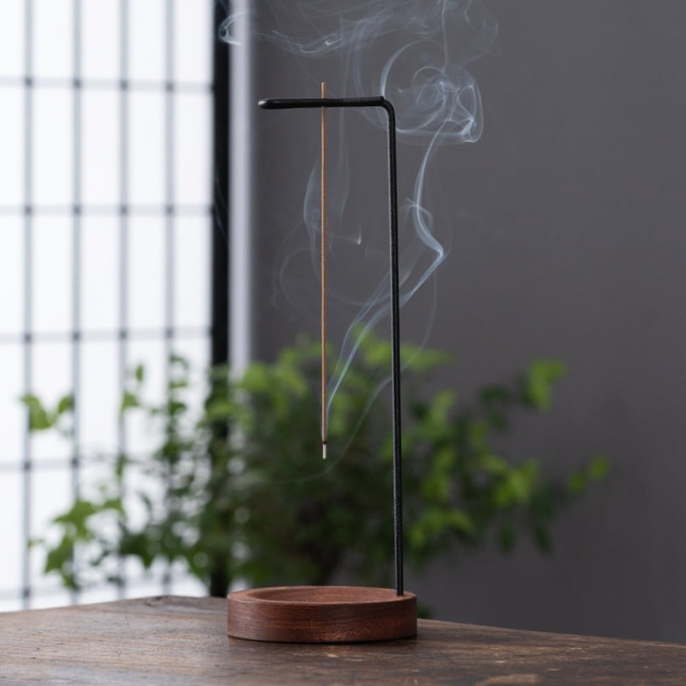 Incense Burner Zen Indoor Home Decoration Upside Down Incense Burner Creative Thread Incense Burner Incense Burner,Rosewood Incense Stick Holder,Hang Incense Upside Down(Brown&Black)