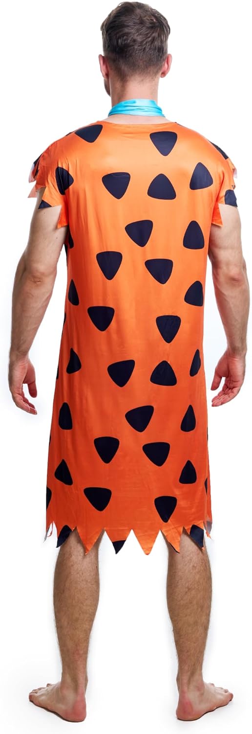 Halloween Men's Costume Adult Caveman Outfit, Orange & Brown for Cosplay & Family Parties