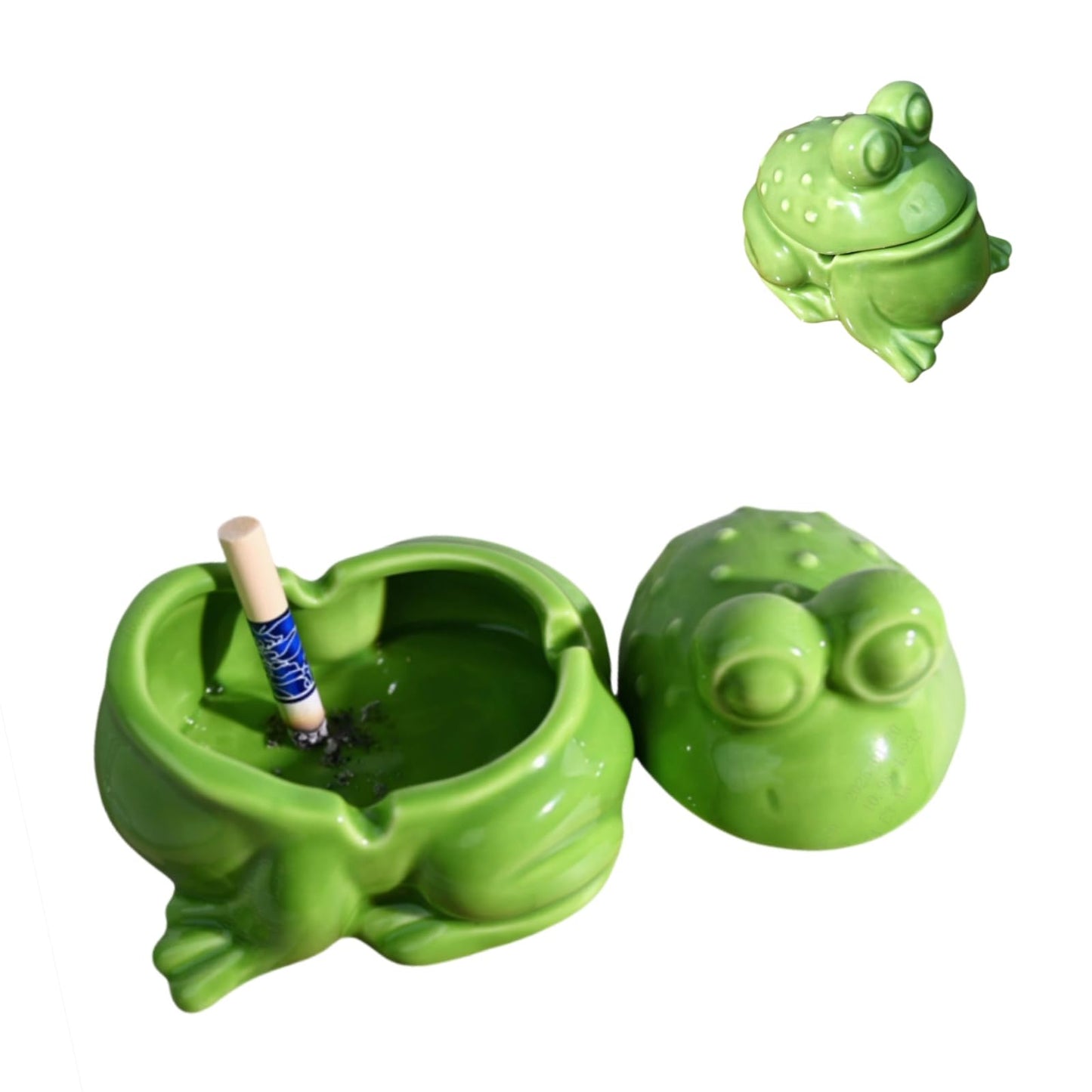 Crab Ashtray with Lid, Ceramic Windproof Cigarette Ashtray for Indoor or Outdoor Use Desktop Decoration Crab Pincers Holder for Hold Cigarette, Pen