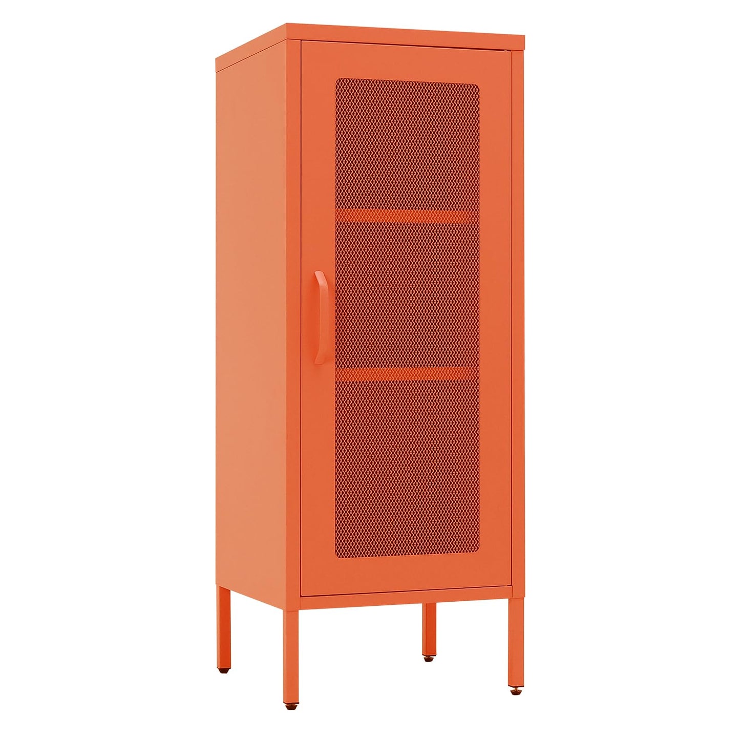 ALBAD Compact Metal Nightstand with Lockable Cabinet and Open Shelf, Modern Bedside Table, Versatile Side Table for Bedroom, Living Room, or Office (Orange, 26" H-Lockable Door)