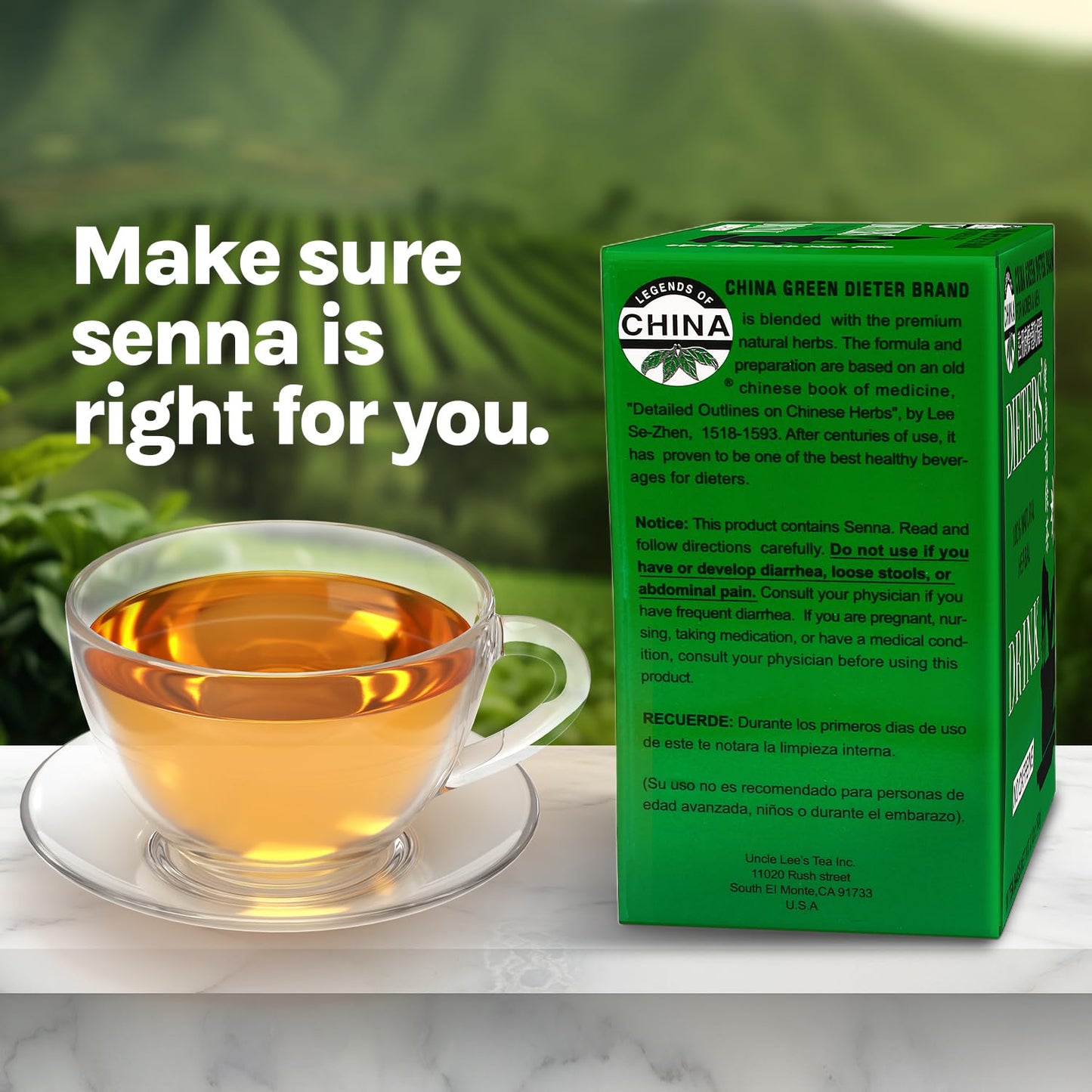 China Green Dieters Tea by Uncle Lee - Detox Tea with Senna Laxative, Constipation Relief for Adults, Supports A Healthy Weight, Caffeine-Free Herbal Tea Bags, 30 Count (Pack of 2)