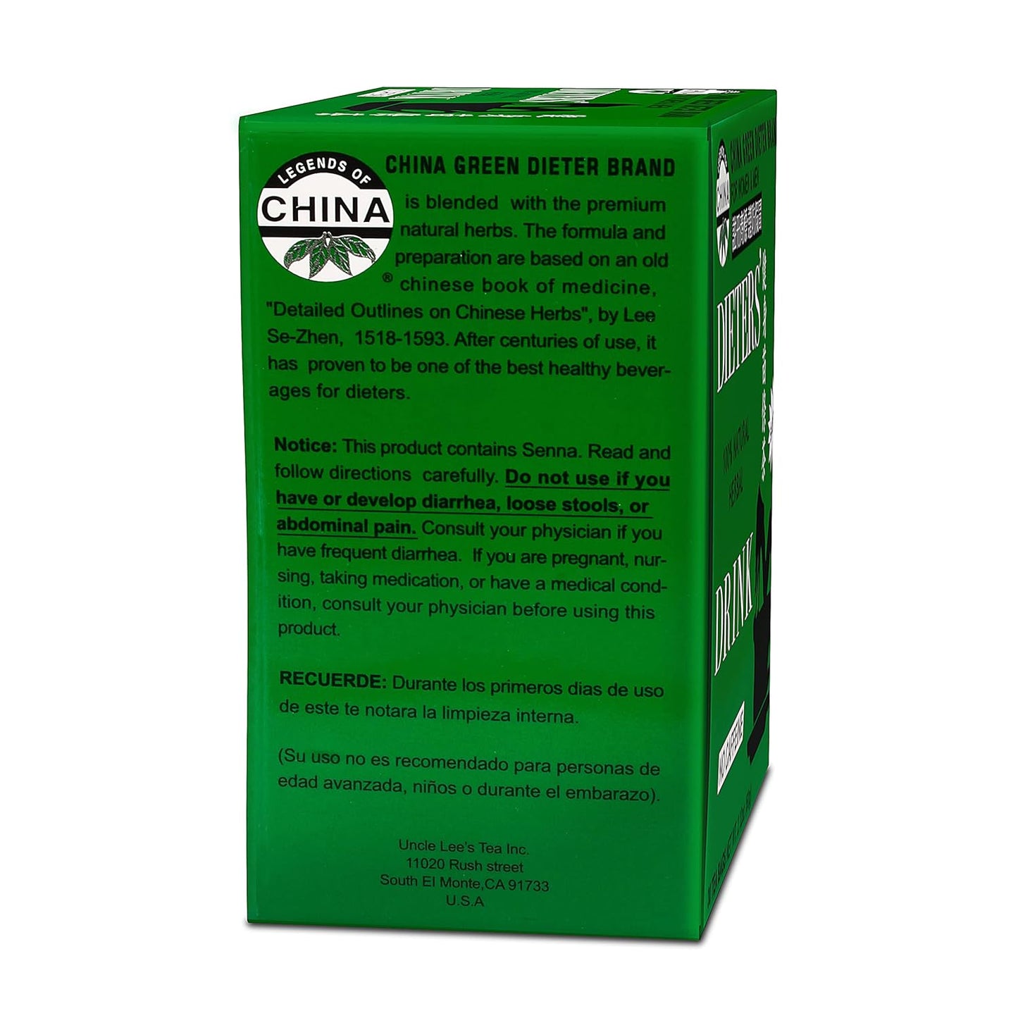 China Green Dieters Tea by Uncle Lee - Detox Tea with Senna Laxative, Constipation Relief for Adults, Supports A Healthy Weight, Caffeine-Free Herbal Tea Bags, 30 Count (Pack of 2)