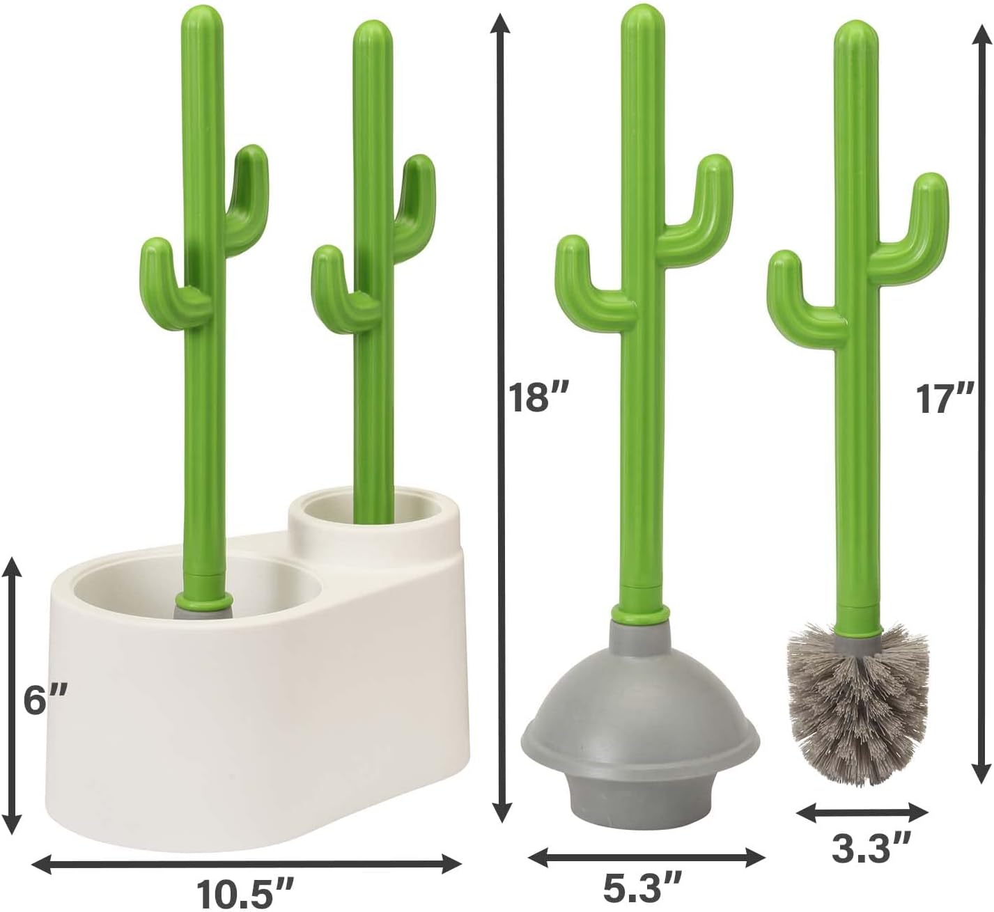 Cactus Toilet Plunger and Brush Set for Bathroom Cleaning - 1 Set