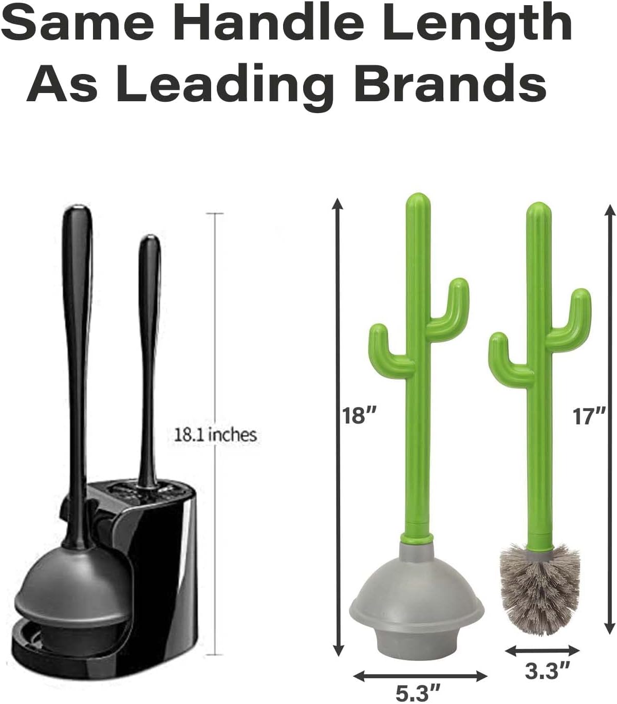 Cactus Toilet Plunger and Brush Set for Bathroom Cleaning - 1 Set