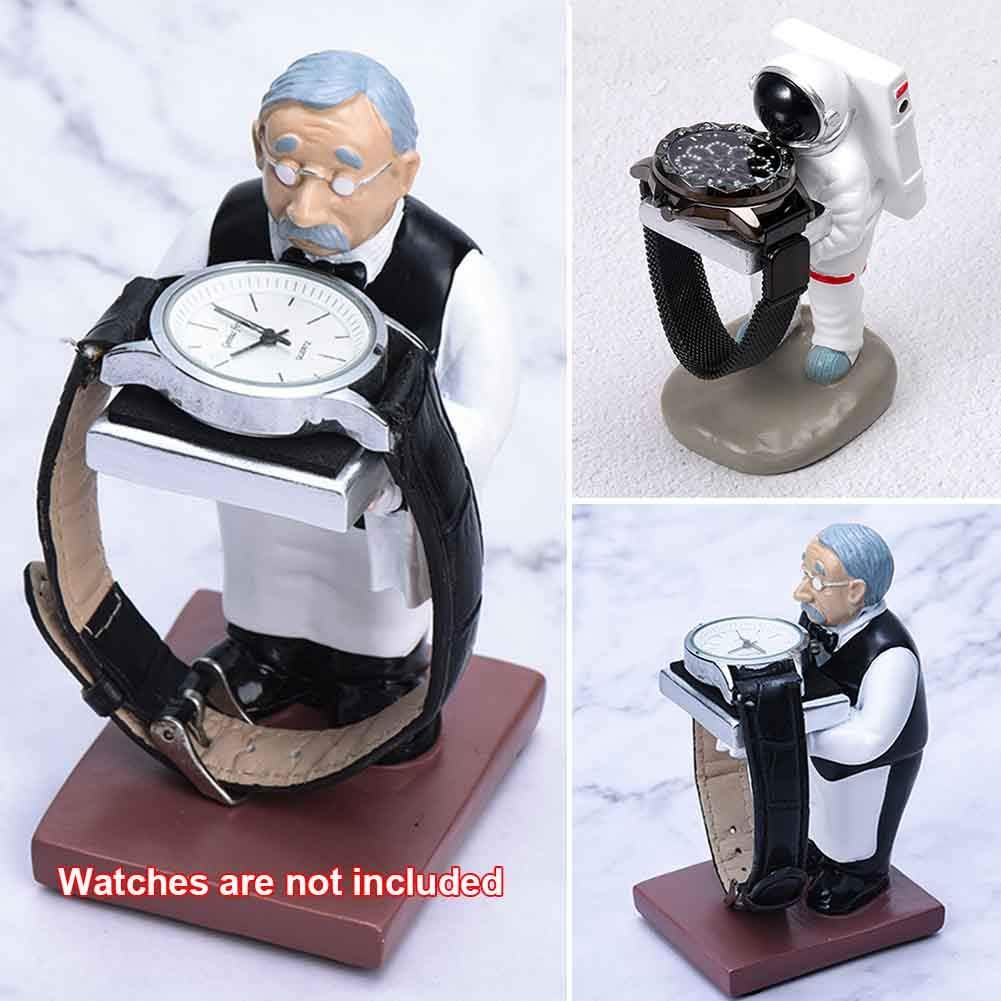 Just E Joy Watch Display Stand Old Housekeeper/Astronaut Resin Figurine Model Watch Holder Decoration Storage Rack for Jewelry Watch Bracelet Necklace Home Office Store