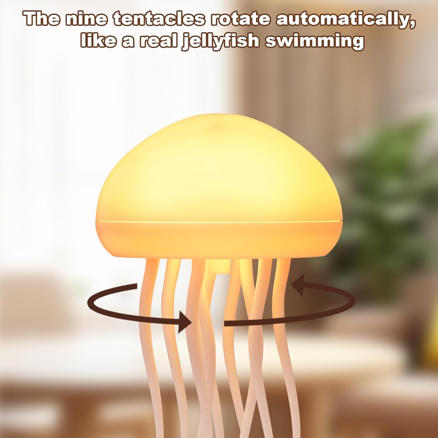 Jellyfish Lamp, Voice Control Jellyfish Lamp with Dancing Legs, RGB Gradient Jellyfish Bedside Lamp, Rechargeable Jellyfish Table Lamp with Touch Sensor, Christmas Gifts (Hanging + Base)