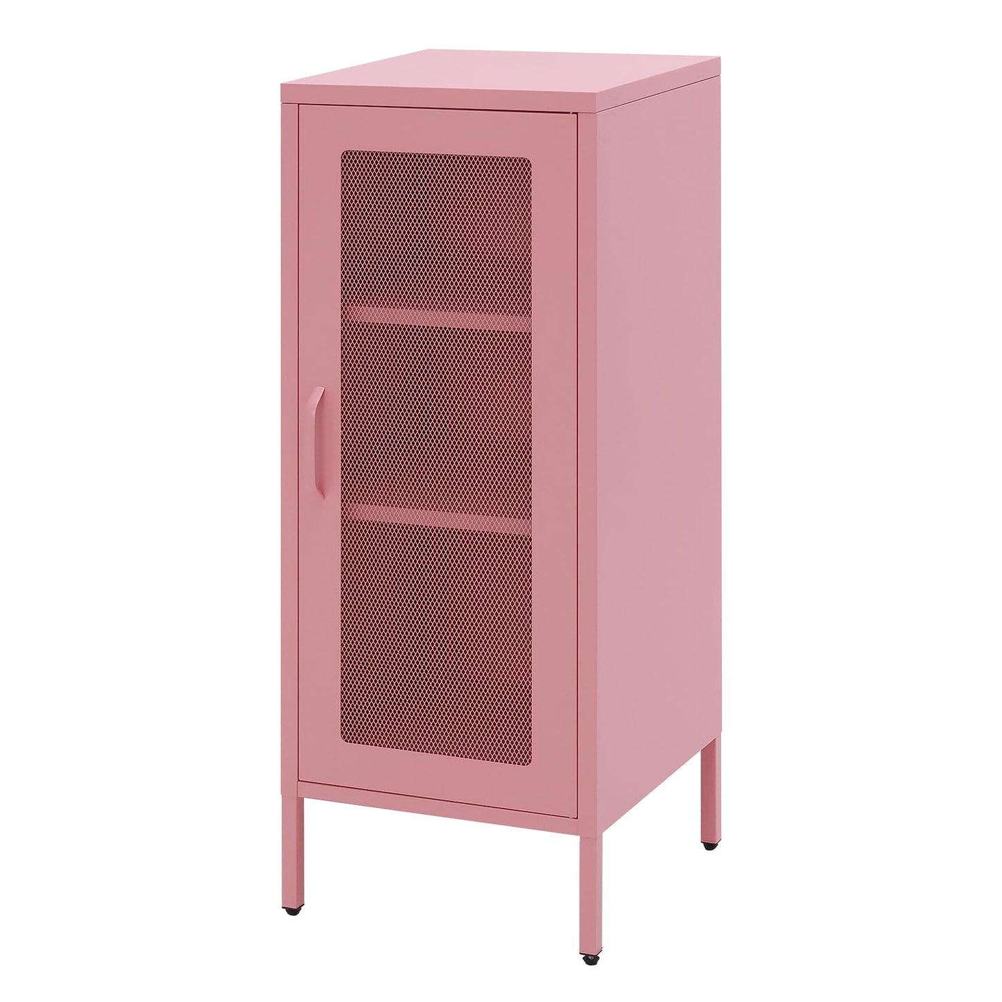 ALBAD Compact Metal Nightstand with Lockable Cabinet and Open Shelf, Modern Bedside Table, Versatile Side Table for Bedroom, Living Room, or Office (Orange, 26" H-Lockable Door)